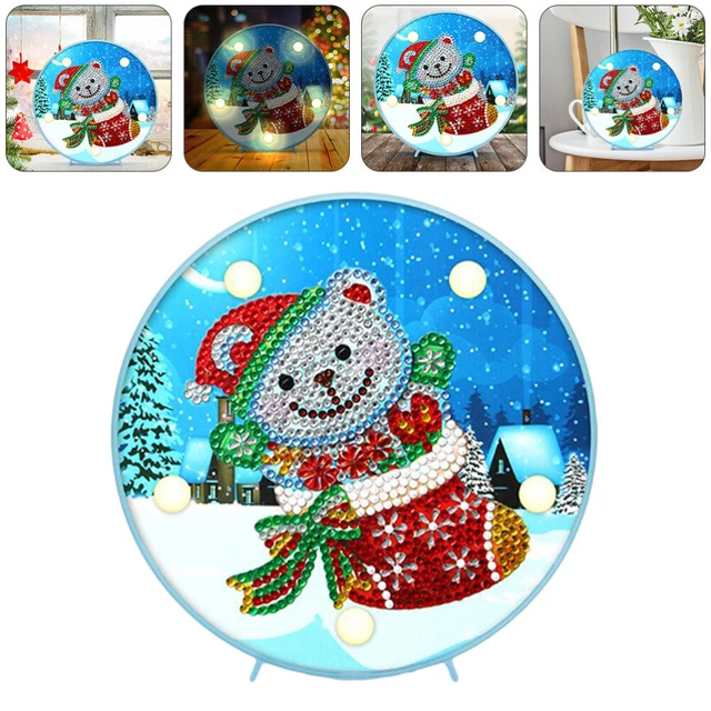 1 set kit disegno diamanti natalizi fai da te piccola lampada notturna (senza batteria)