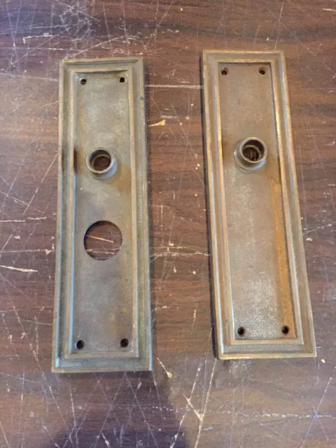 Da 2 Match Pair Antique Brass Bronze Entrance Door Plates 2.875 X 10.125