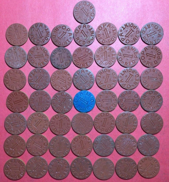 1941-1945 "OPA REDPOINT" World War II Food & Meat Ration "Tokens Set of 50!
