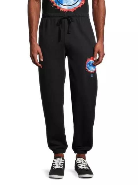 Elevenparis Men's Black Smiley Graphic Knit Joggers Size S