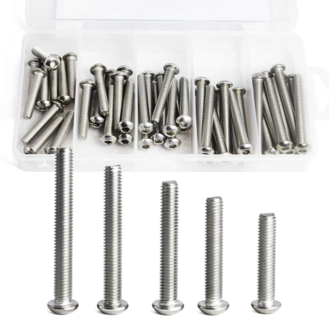 Stainless Steel Button Head Screws - 50PCS, Socket Cap