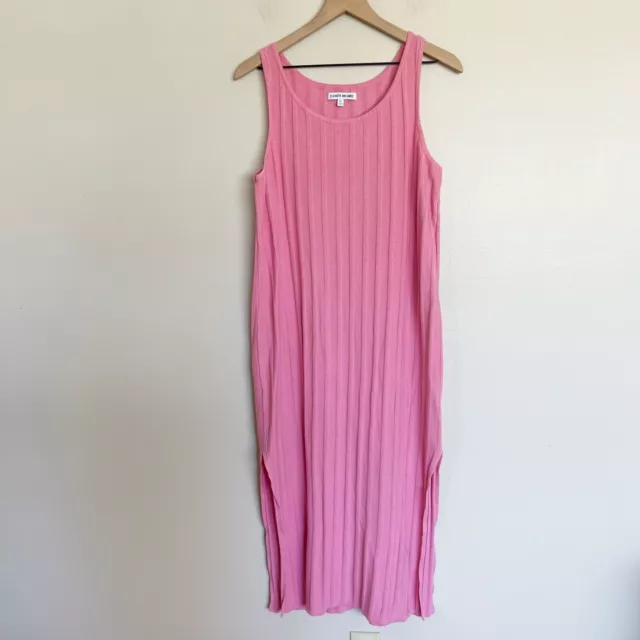 Elizabeth and James Ribbed Knit Sleeveless Maxi Dress size XL Pink Side Slits 2