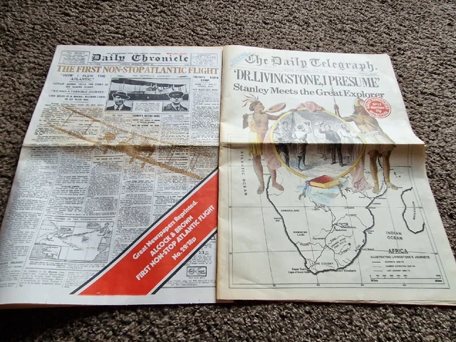 Two Vintage Newspapera Reprinted Telegraph And Chronicle.