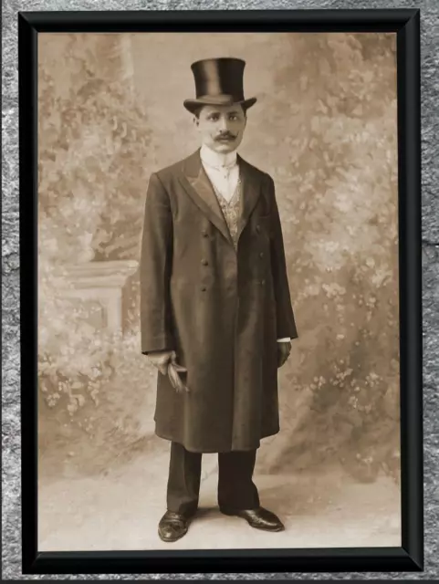 Charming... Dandy Gentleman,Top Hat , Dress Coat ... Antique 8x12 Photo Print