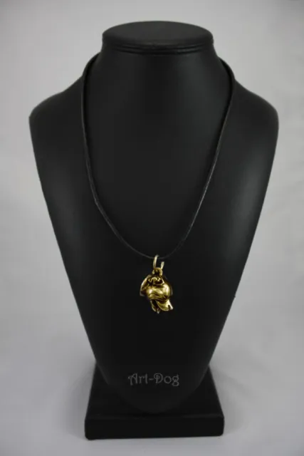 EnglishStaffordshireBullTerrier, gold covered necklace, high qauality Art Dog CA