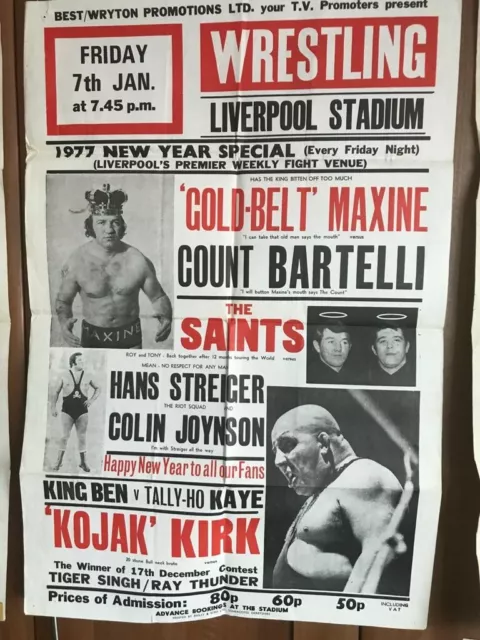 ORIGINAL UK WRESTLING POSTER 1970s