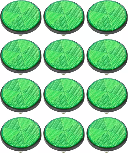 6 Pair M6X1.0 Green Plastic Universal Screw Mount Reflective Warning Reflector f