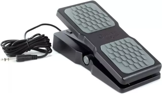 Expression pedal for keyboards, MIDI, and guitar effects. Black color.