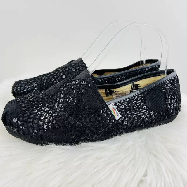 ALOHA ISLAND Black Sparkly Shimmery Sequin Lightweight Comfort Flats ~ SIze 7.5