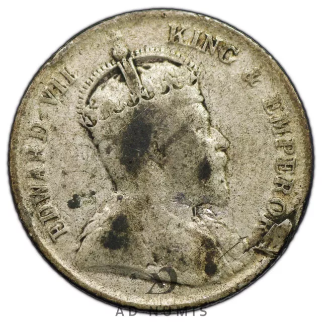 Hong Kong 10 Ten cents 1904 Edward VII Argent  monnaie fautée (flan pelé)