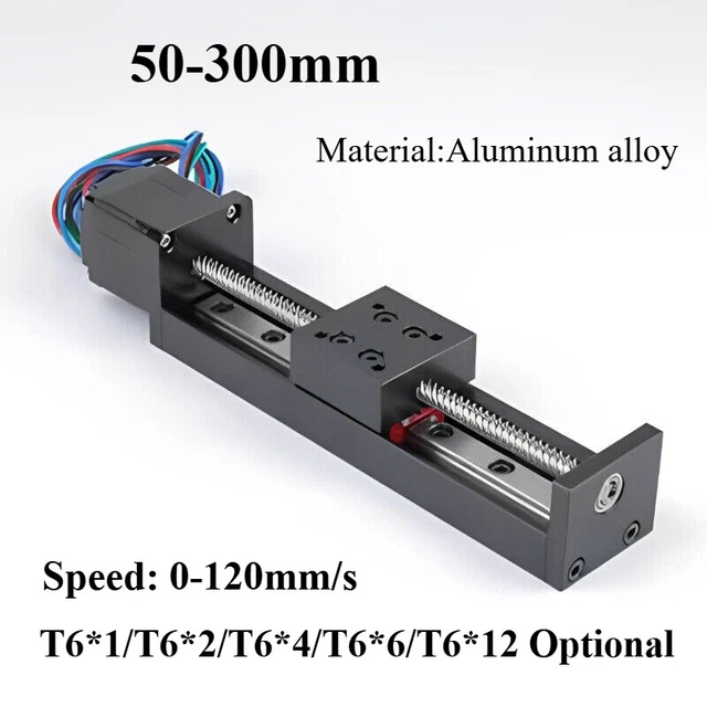 50MM-300MM TRAVEL CNC Mini Linear Sliding Table Rail Guide T6 Leadscrew ...