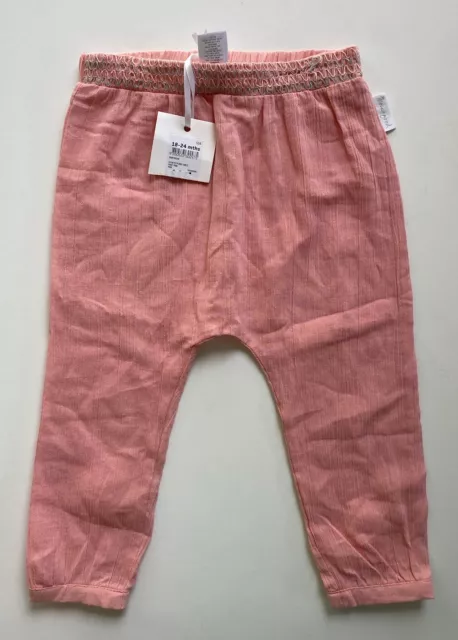 Mockingbird baby girl size 18-24 months pink embroidered light pants, BNWT