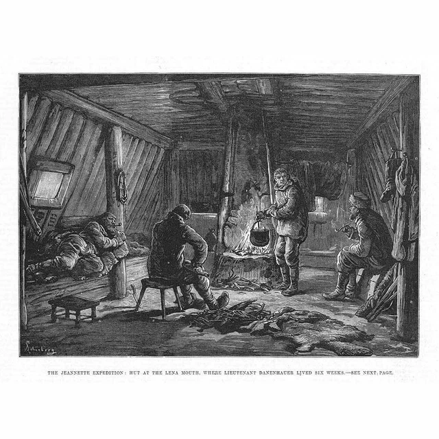 ARCTIC EXPLORATION Expedition Hut at the Lena MouthAntique