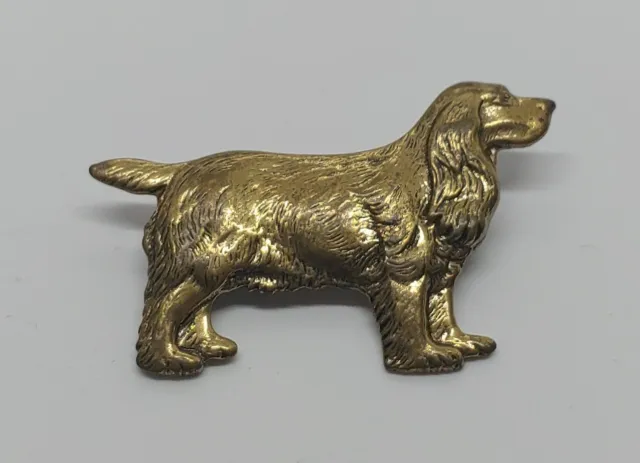 Wow! VINTAGE GOLDTONE UK FIELD SUSSEX SPANIEL DOG SHOW STANCE PROFILE LAPEL PIN