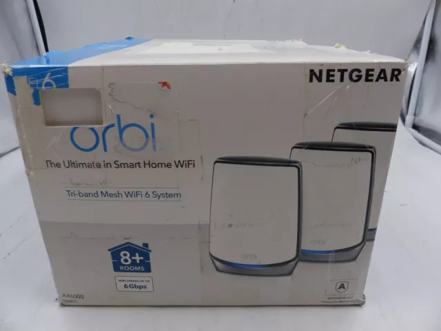 Netgear Orbi Ax6000 Rbk853-100Nas Wifi 6 3-Piece Home Internet Router System