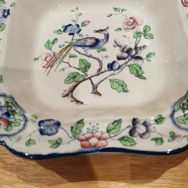 Corona Ware "Old Woodstock" No.661491. Dish. Peacock and Flower Decoration. 3