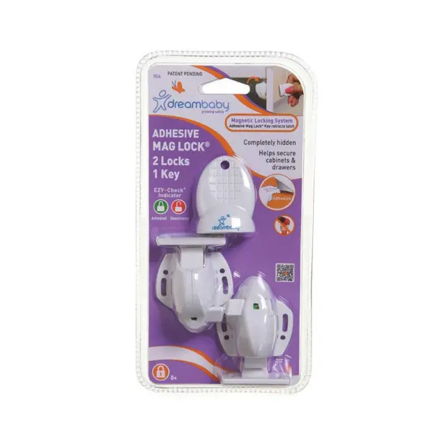 Dreambaby Adhesive Mag Lock 2 Locks + 1 Key Dreambaby