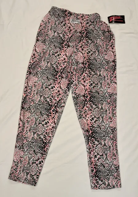 Vintage NOS Zubaz  Pink & Black Snake Skin Pants Size Medium TJ Maxx tags