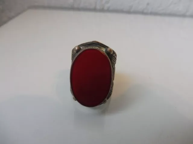 sehr schöner ,antiker Ring ,  900 Silber  , mit roter Platte 3
