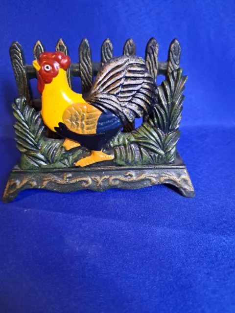 Cast Iron Rooster / Chicken napkin holder primative prairie Farmhouse Country