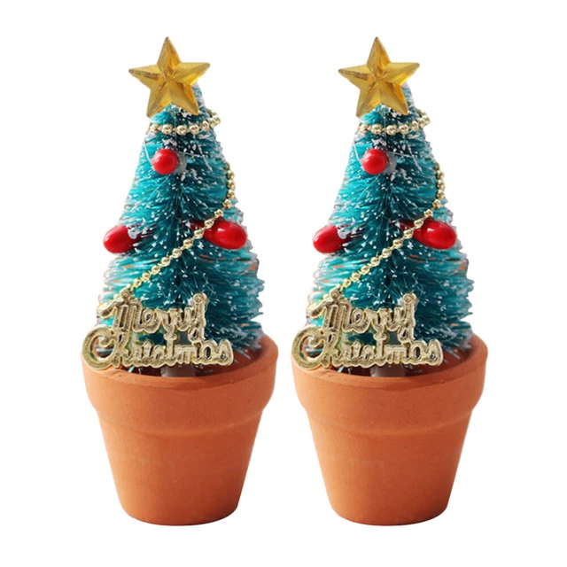2 Pcs Dollhouse Christmas Tree Tabletop Christmas Tree Doll House Micro Scene