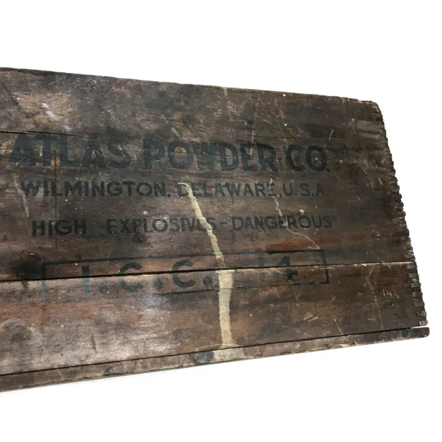 VTG 30s 40s Atlas Powder Co Explosives Handmade Box Mining Advertising Rustic 4