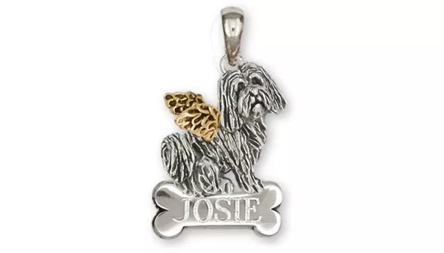 Tibetan Terrier Angel Jewelry Silver And 14k Gold Handmade Tibetan Terrier Perso