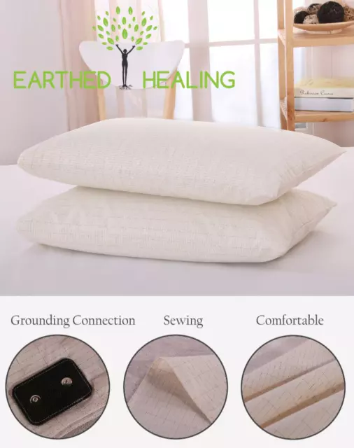 EARTHED HEALING Pillowcases x2 with Grounding / Earthing Cable 100% Cotton