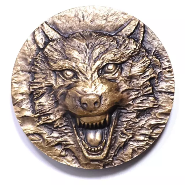 China Shenyang Mint 2015 Animal Series Wolf Totem Brass Medal 60mm COA