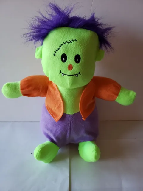 Kellytoy Frankenstein Halloween Green Monster Plush Purple Hair Stuffed Toy 12"