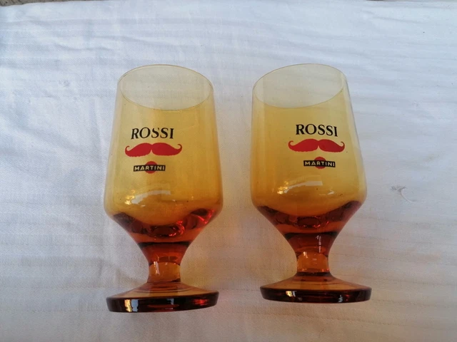 2 Bicchieri Ambrati Martini & Rossi Vintage Anni 60 Pubblicitari