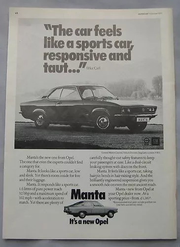 1971 Opel Manta Original advert No.1