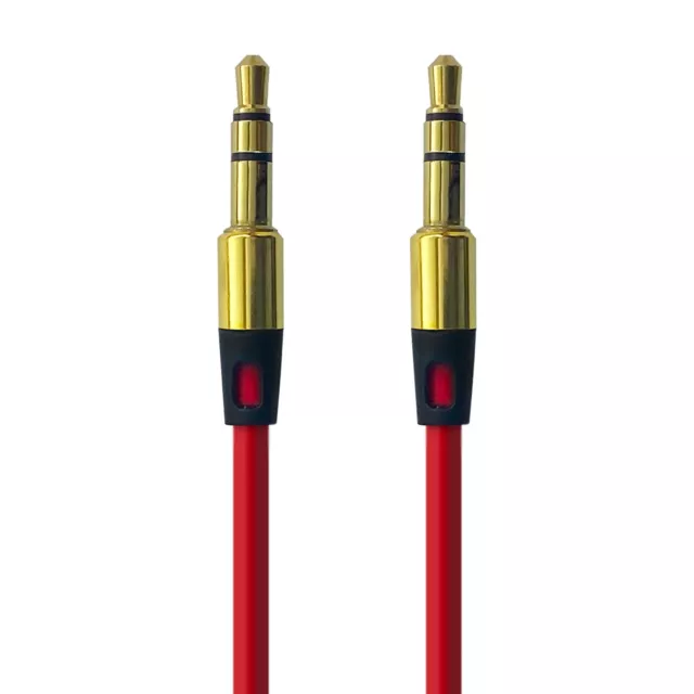 Roter AUX Audio Kabel 1m 3,5mm Klinkenstecker für Stereo MP3 iPhone Musik Auto