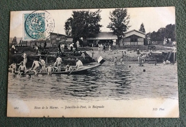 CPA. JOINVILLE LE PONT. 94 - Rives de la Marne. La Baignade. 1906?