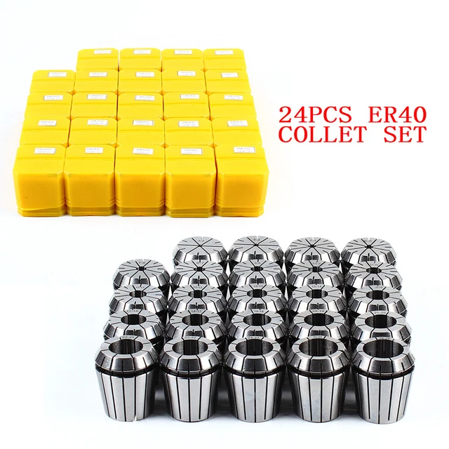 24 pcs/set ER40 Collet Set Metric Size High Precision Spring Clamping Collets