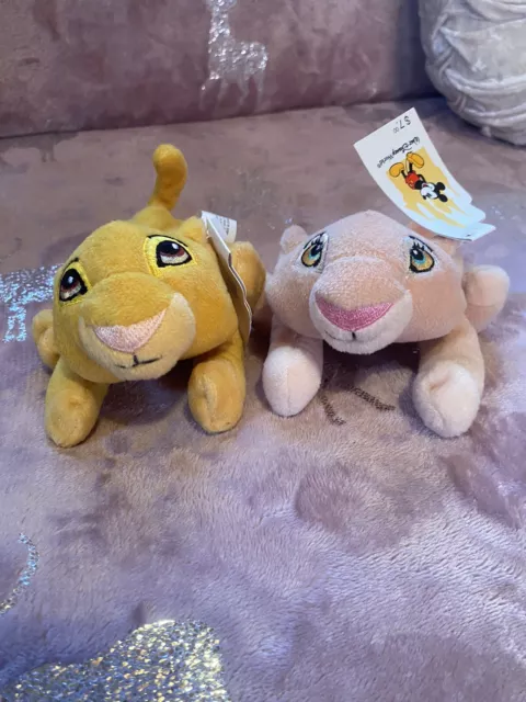 Disney World The Lion King Simba and Nala Bundle x2 Plush Soft Toys Beanies Rare