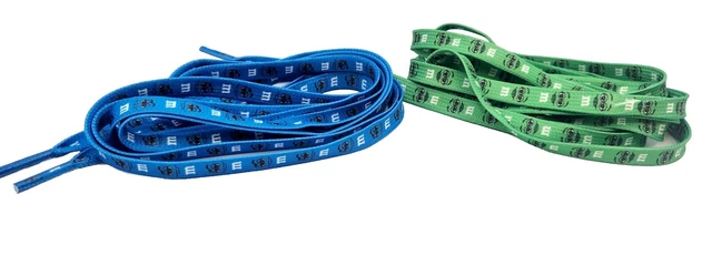 (2 PAIRS) M&M’s World GREEN & BLUE Face Shoelaces, Male and Female, NWOT