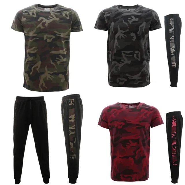 FIL Men's Camo T-Shirt & Tracksuit Sweatsuit Loungewear Set Camouflage
