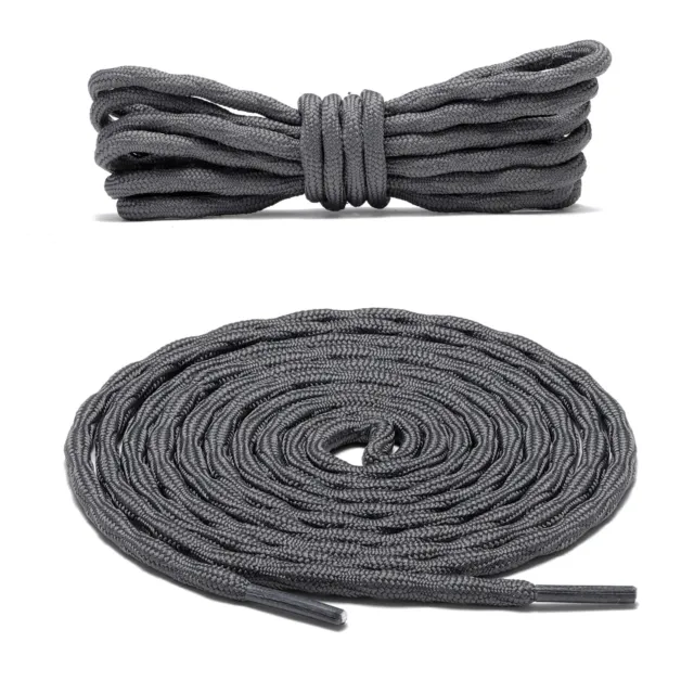 2Pair Wave Dark Gray Hiking Work Boot Shoe Laces for 5 6 7 8 eyelets Stay Tied