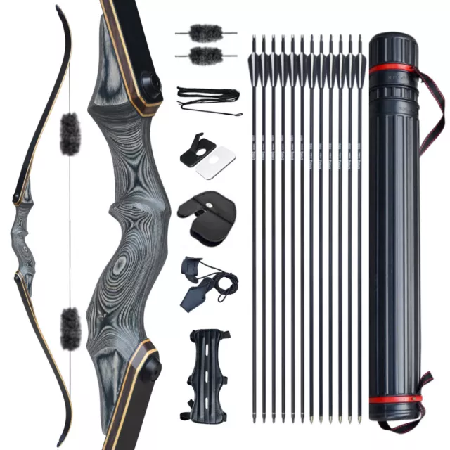 Archery 20-60lbs Takedown Wooden Recurve Bow Kit Adult Hunting Shoting RH LH