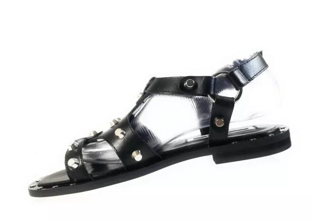 New MCQ By Alexander McQueen Solenie Women Black Gladiator Stud Sandals Size 38 2