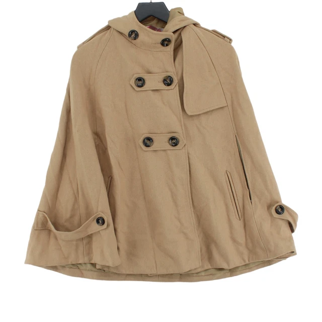 Asos Petite Women's Coat UK 8 Tan Wool with Viscose, Polyester Overcoat