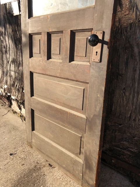 30x76” Unpainted Half-Glass Victorian Entry Door with Original Hardware 8