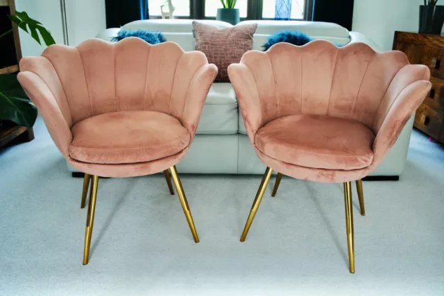 Two Velvet Art Deco Chairs in Pink, nearly new, excellent condition.