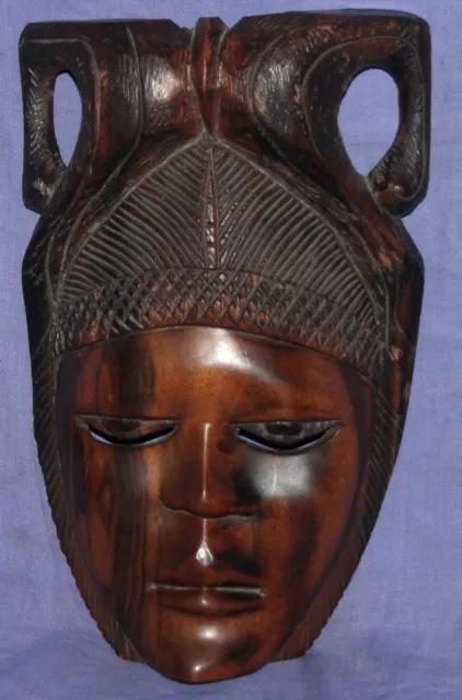 Vintage hand carved wood tribal wall decor mask