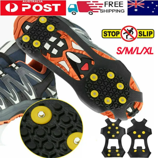 10-Stud Ice Cleats Crampons Snow Shoe Spikes- Grips Anti-Slip for Shoes Boots