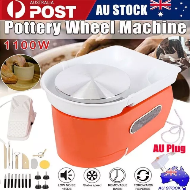 1100W Electric Pottery Wheel Machine Ceramic Work Ceramics Clay Foots Pedal 25cm