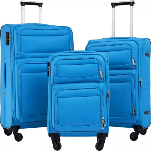 Softside Luggage Expandable 3 Pcs Suitcase Upright Spinner Softshell Lightweight