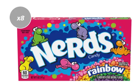 903151 8 x 141g THEATRE BOXES RAINBOW NERDS TINY, TANGY, CRUNCHY CANDY