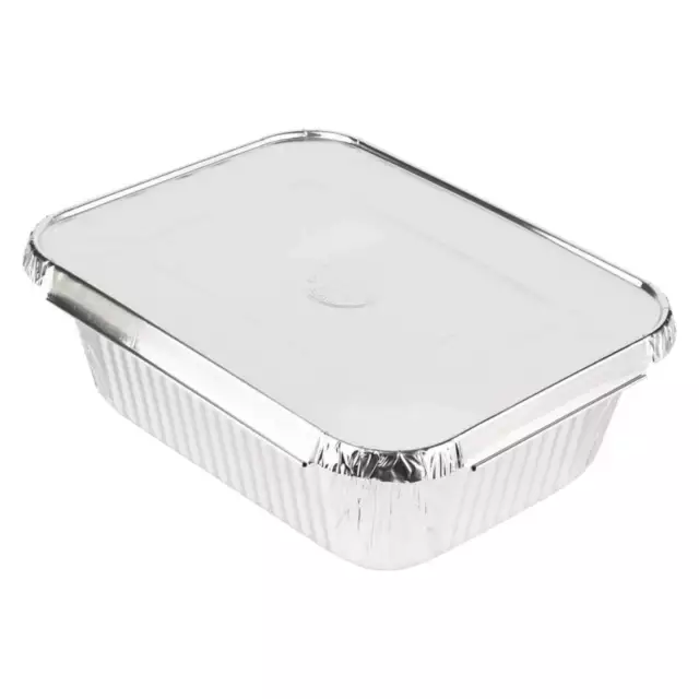 2.25lb Oblong Aluminum Pan with Board Lids Take Out Containers Foil Pans